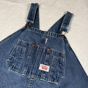 Roundhouse Bib Overalls Mens 46x29 Blue Denim Workwear Carpenter Utility